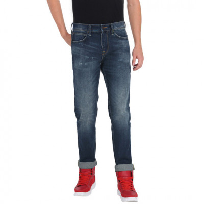 Lee Travis Navy Blue Solid Slim Fit Jeans