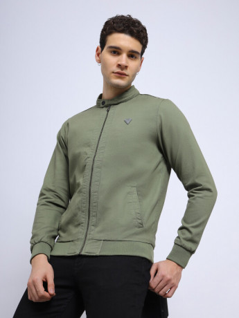 Lee Male Solid Green Regular Fit coat
