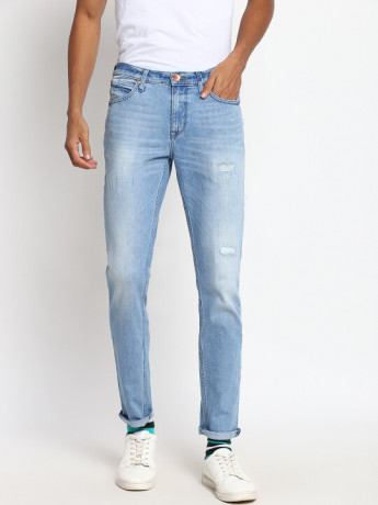 Lee Bruce Blue Solid Skinny Fit Jeans