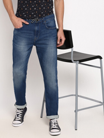 Lee Anton Blue Solid Slim Fit Jeans
