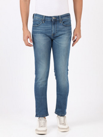 Lee Men Travis Ocean Blue Solid Slim Fit Jeans