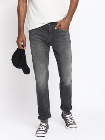 Lee Men Rodeo Crosshatch Grey Solid Regular Fit Jeans