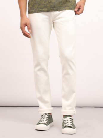 Lee Male White Fitted Fit High Rise pants