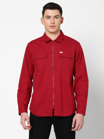 Lee Men's Solid Red Shirts (Comfort)