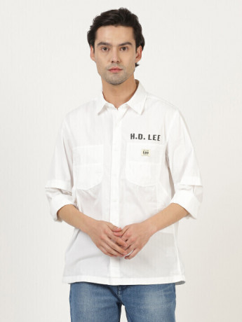 Lee Men's White Solid Comfort Shirts