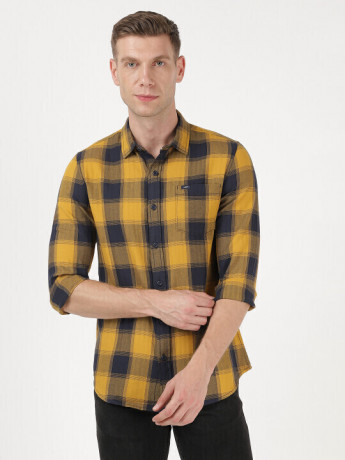 Lee Men's Checked Mustard Shirts (Slim)