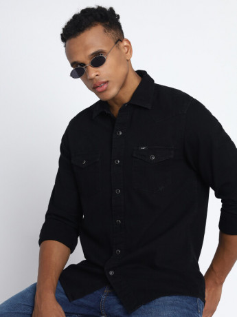 Lee Men's Chambray Black Denim Shirt (Slim)