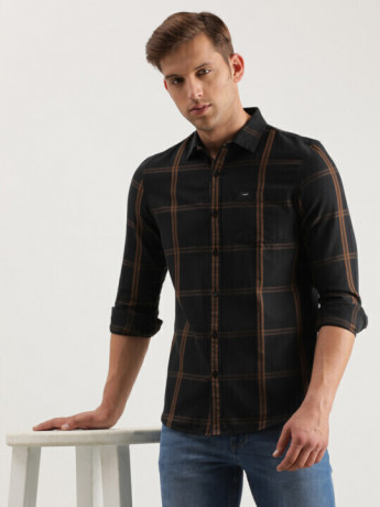 Lee Men's Checked Brown Shirt (Slim)
