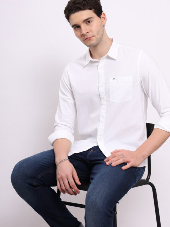Lee Men Printed White Regular Fit Shirt
