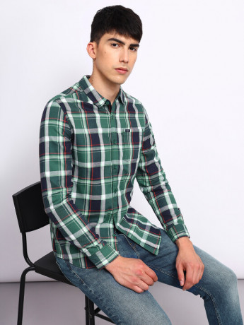Lee Men's Checkered Green Shirt (Slim)