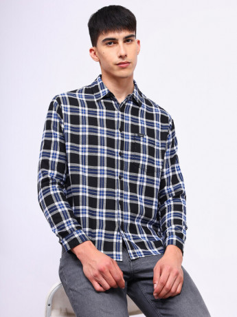 Lee Men Checked Blue Relaxed Fit Shirt