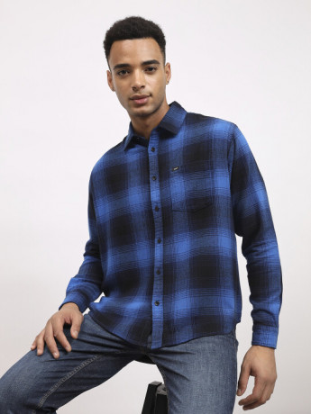 Lee Men Printed Blue Relaxed Fit Shirt