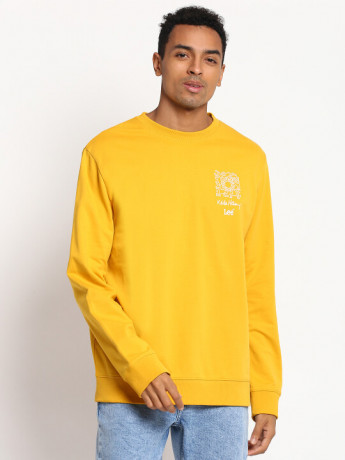 Lee Regular Fit Yellow Solid Sweatshirt