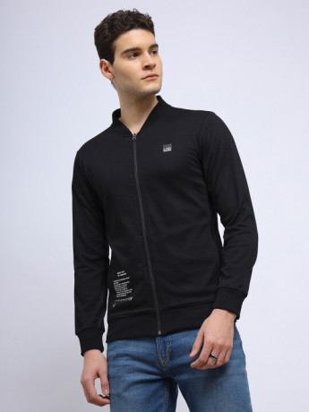 Lee Male Solid Black Slim Fit sweatshirt