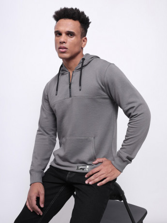 Lee Men's Solid Grey Activewear Sweatshirt (Slim)