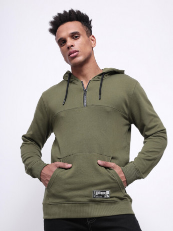 Lee Men's Solid Green Activewear Sweatshirt (Slim)