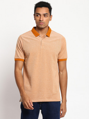 Lee Slim Fit Orange Solid Polo Neck T-Shirt