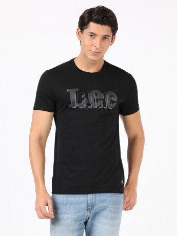 Lee Men Black Graphic Print Slim Fit T Shirt