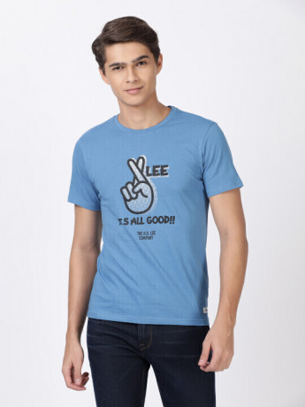 Lee Men Blue Graphic Print Slim Fit T Shirt