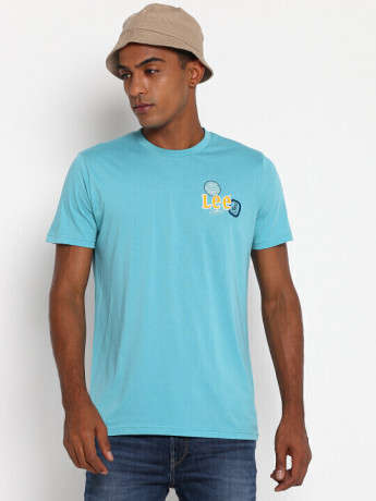 Lee Men Turquoise Graphic Print Slim Fit T Shirt
