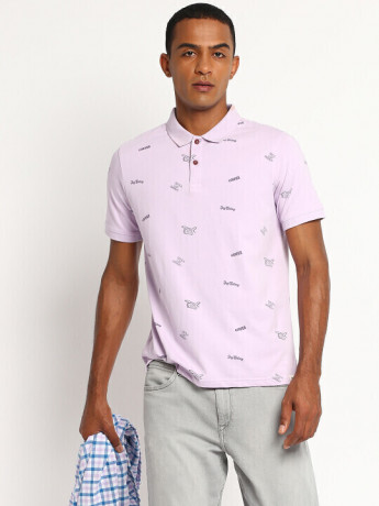 Lee Men Lavender Printed Slim Fit T Shirt