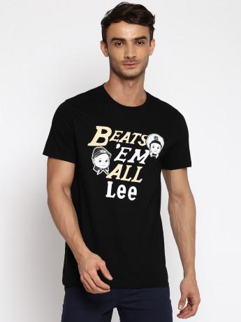Lee Slim Fit Black Typography T-Shirt