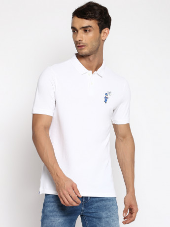 Lee Slim Fit White Solid T-Shirt