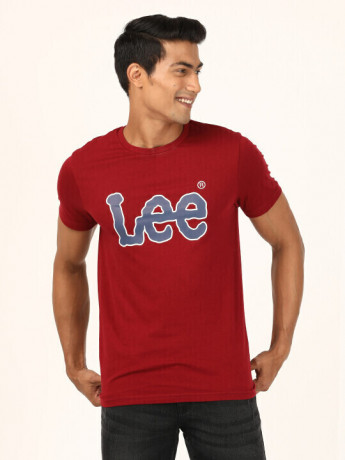 Lee Men's Logo Maroon T-Shirt (Slim)