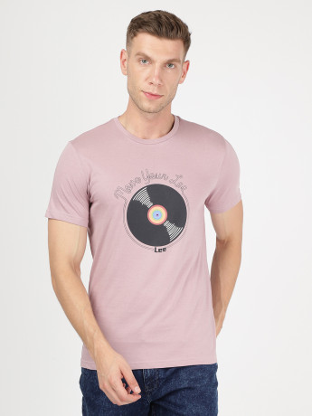 Lee Men's Graphic Pink T-Shirt (Slim)