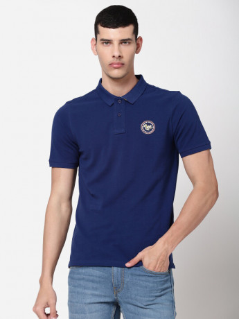 Lee Men's Solid Dark Blue T-Shirt (Slim)
