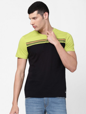 Lee Men's Textured Black T-Shirt (Slim)