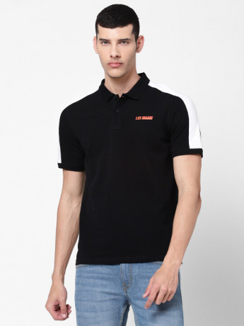 Lee Men's Textured Black T-Shirt (Slim)