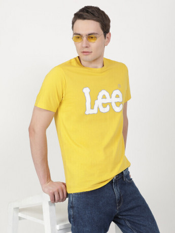Lee Men Printed Beige Crew Neck Slim Fit Tshirt