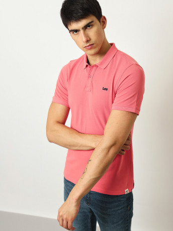 Lee Men's Logo Pink Polo T-Shirt(Slim)
