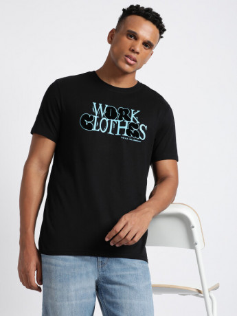 Lee Men's Graphic Black Typography T-Shirt (Slim)