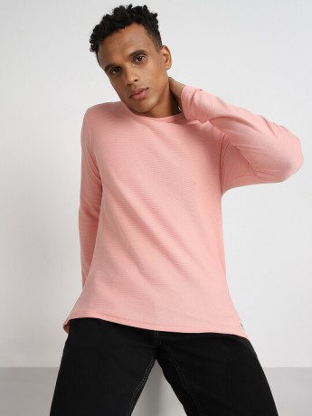 Lee Men's Solid Pink Basic T-Shirt (Slim)