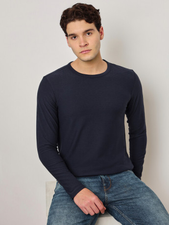 Lee Men's Solid Blue Basic T-Shirt (Slim)