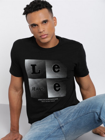 Lee Men's Graphic Black Premium T-Shirt (Slim)