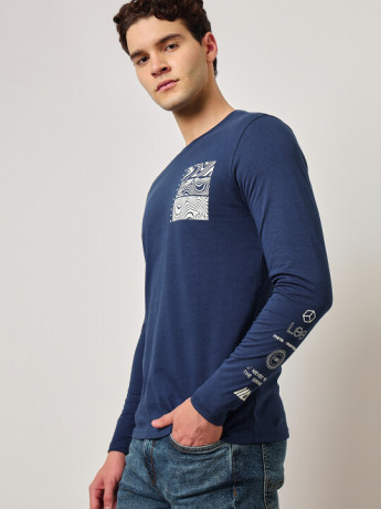 Lee Men's Graphic Blue Glowing Crew Neck T-Shirt (Slim)