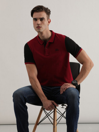 Lee Male Solid Red Polo Neck Slim Fit Fit shirt