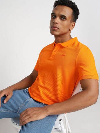 Lee Men Printed Orange Polo Neck Slim Fit Tshirt