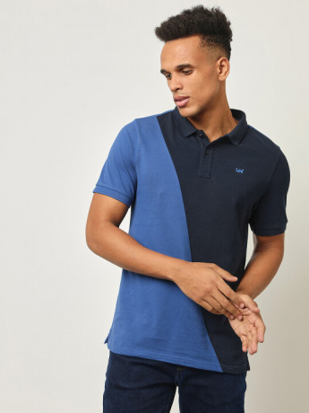 Lee Men's Colorblock Blue Polo T-Shirt (Slim)
