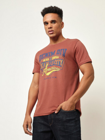Lee Men's Graphic Brown T-Shirt (Slim)