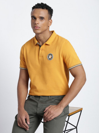 Lee Men's Solid Yellow Polo T-Shirt (Slim)