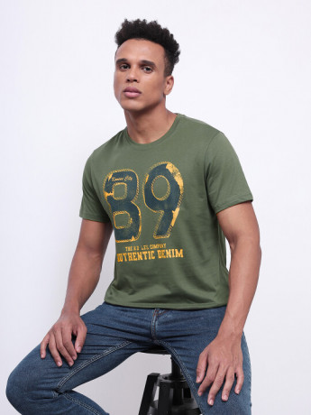 Lee Men's Graphic Print Green  T-Shirt (Slim)