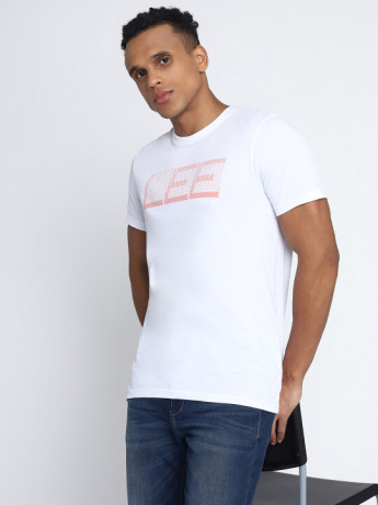 Lee Men's Graphic Print White T-Shirt (Slim)
