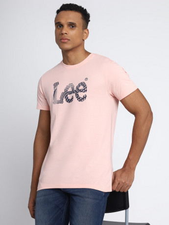 Lee Men's Graphic Print Pink T-Shirt (Slim)