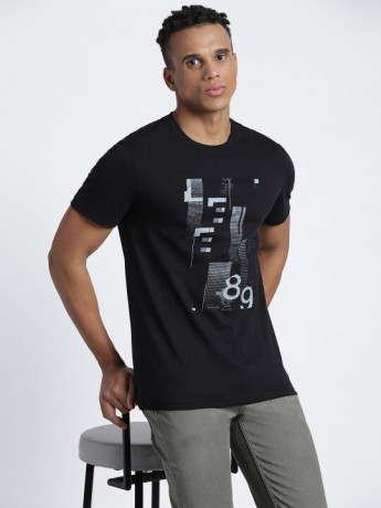 Lee Men's Graphic Print Black T-Shirt (Slim)