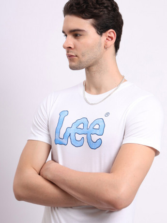 Lee Men Logo White Crew Neck Slim Fit Tshirt