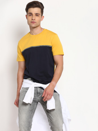 Lee Slim Fit Navy Colorblock Crew Neck T-Shirt